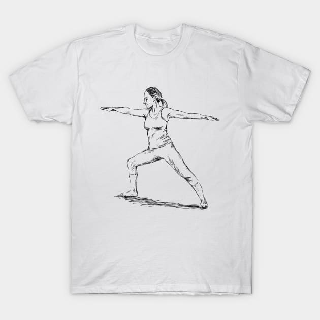 Yoga Pose Warrior T-Shirt by rachelsfinelines